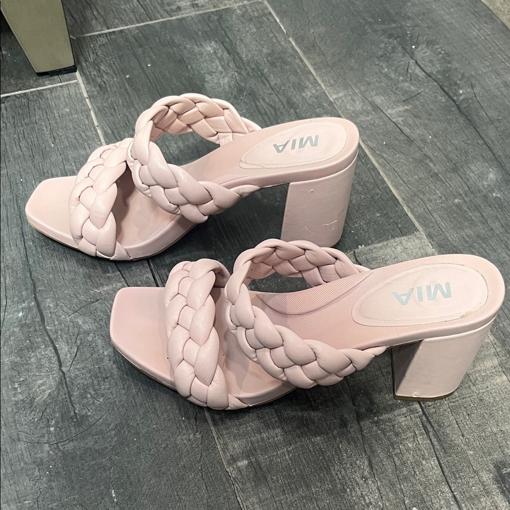 MIA Women's Light Pink Braided Block Heels